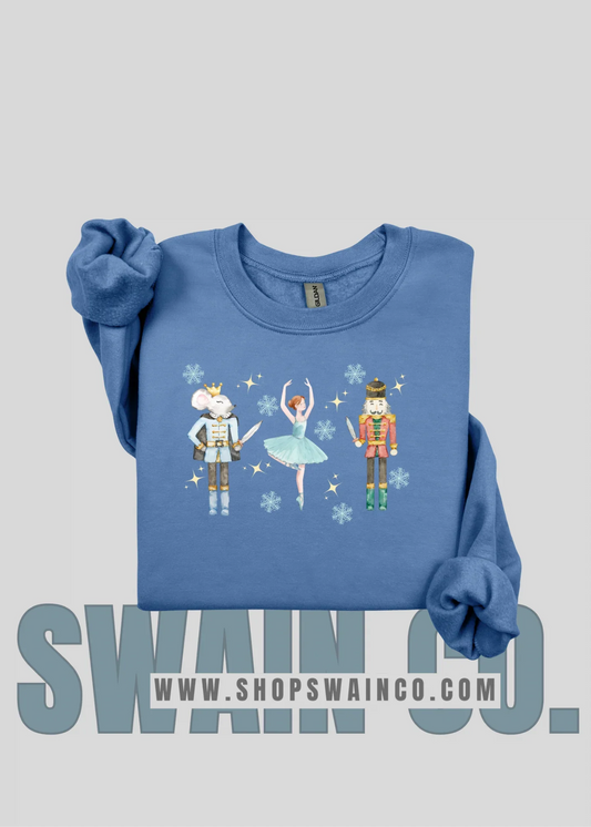 Nutcracker Ballet Sweatshirt | Watercolor Nutcracker, Clara & Mouse | Personalized Dance Studio or Name | Christmas Ballet Crewneck