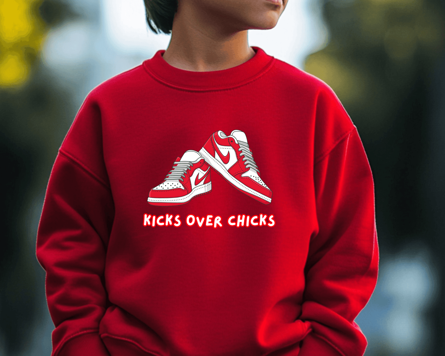 Kicks before Chicks Boys Valentine’s Crewneck Sweatshirt