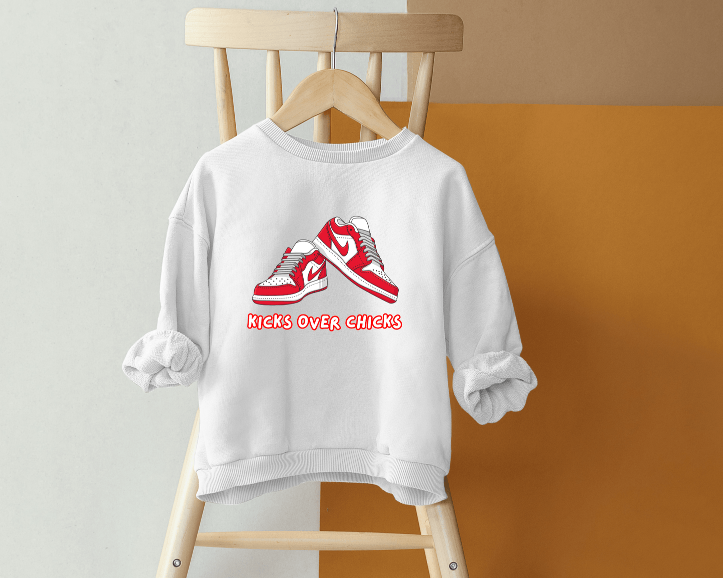 Kicks before Chicks Boys Valentine’s Crewneck Sweatshirt