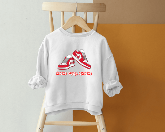Kicks before Chicks Boys Valentine’s Crewneck Sweatshirt