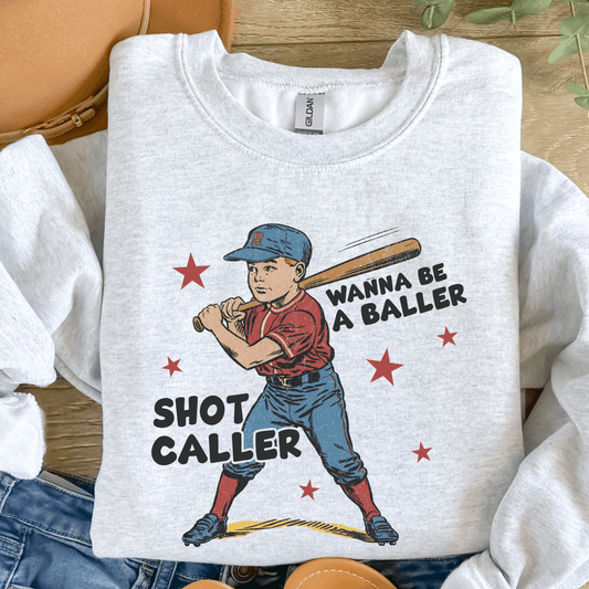 Wanna Be A Baller Baseball Sweatshirt | Retro Baseball Crewneck | Sports Mom Sweatshirt | Vintage Baseball Pullover | Unisex Graphic Sweatshirt