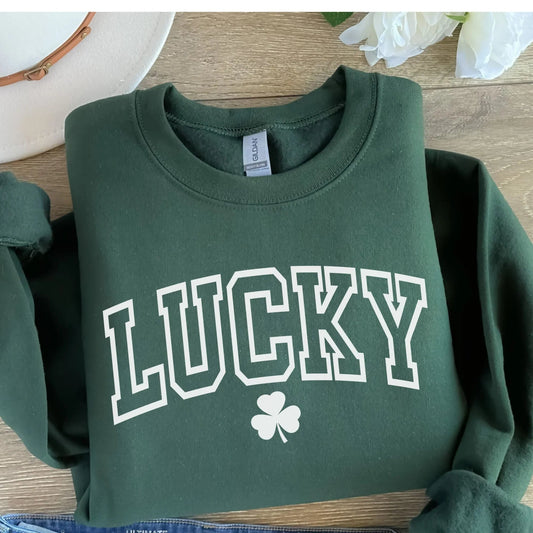 Lucky Shamrock Puff Crewneck Sweatshirt | St. Patrick’s Day Sweatshirt | Lucky Mama | Irish Shamrock Pullover | Puff Print Crewneck