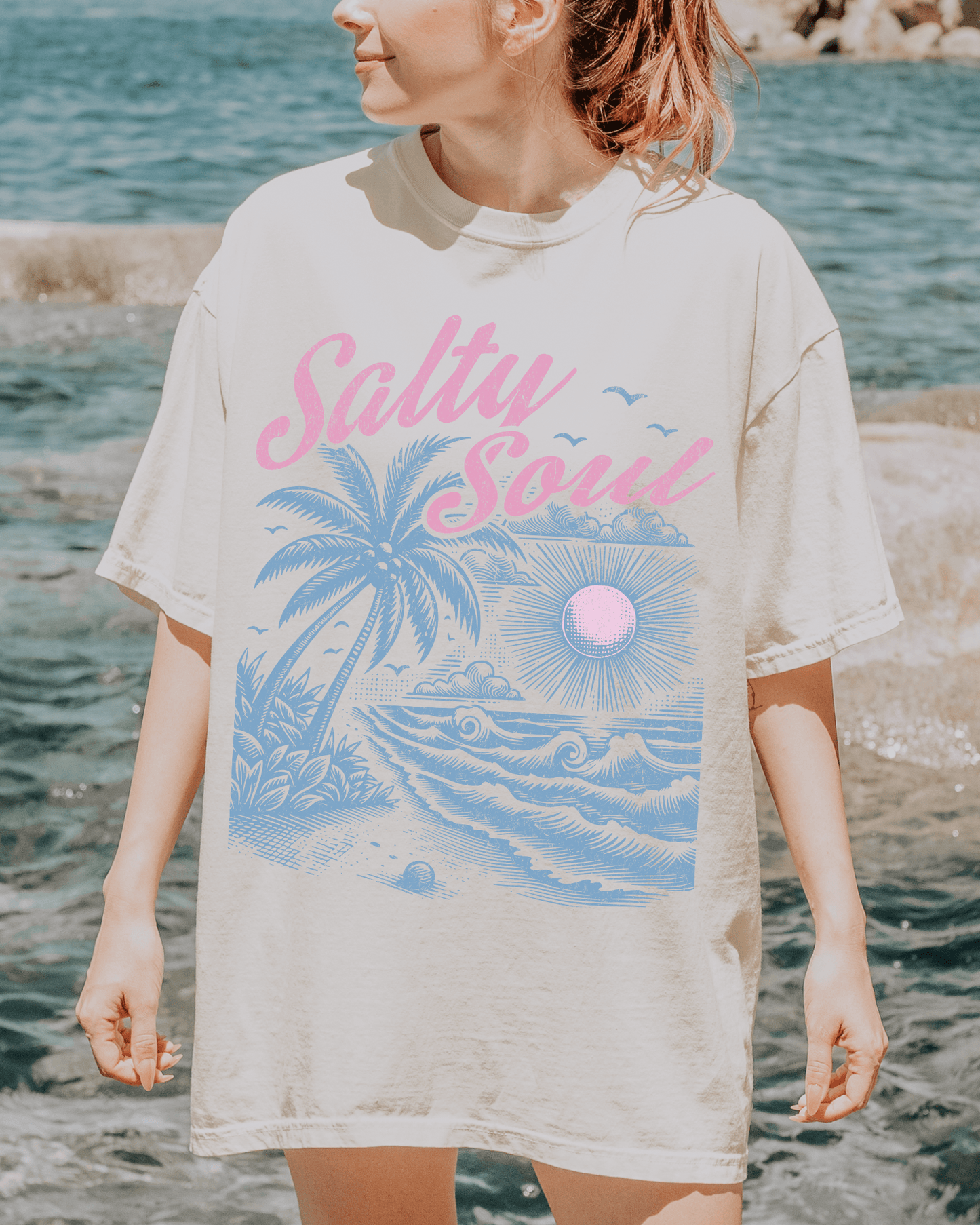 Salty Soul Beach Oversized T-Shirt | Swim Suit Cover up | Beach Outfit