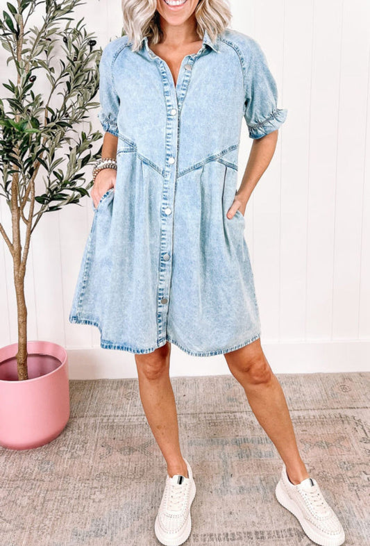 Mineral Wash Denim Dress