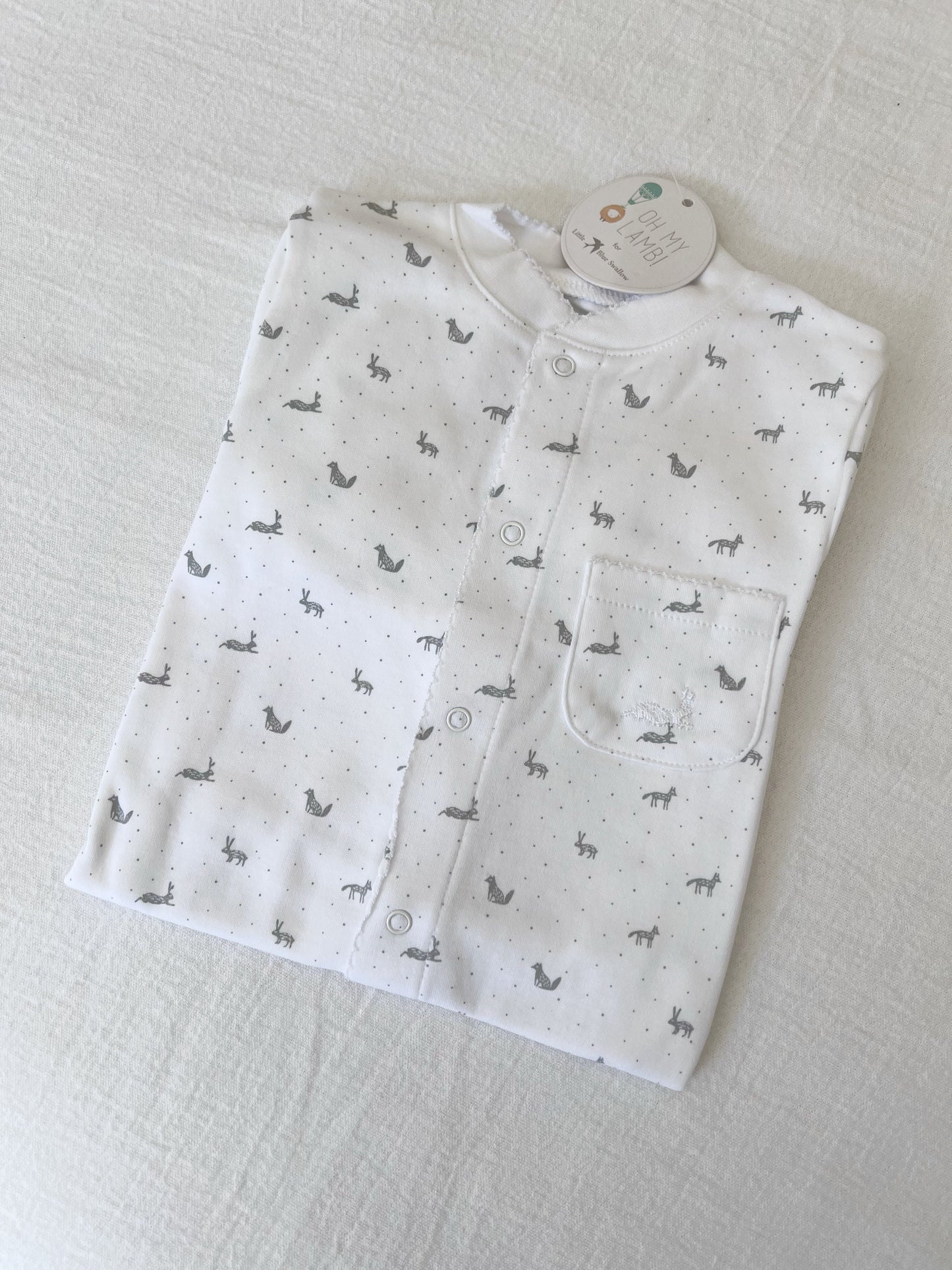 Little Gray Rabbit Pima Cotton Baby One-Piece Pajamas
