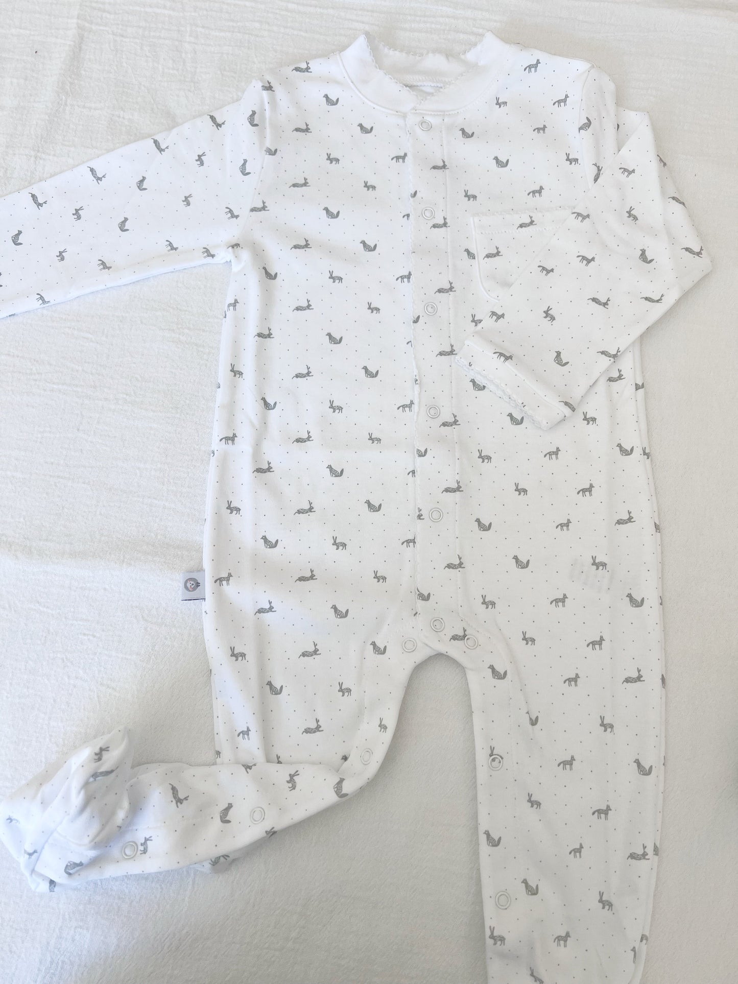 Little Gray Rabbit Pima Cotton Baby One-Piece Pajamas