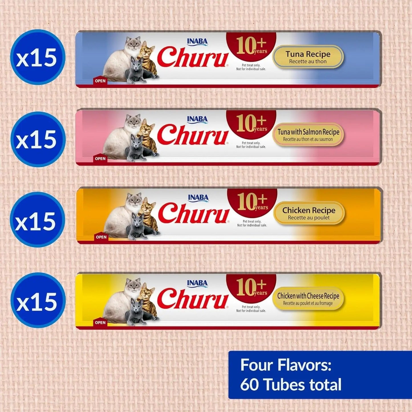 Churu Senior Cat Treats Taurine Hydration Lickable Tuna Chicken 40/60 Tubes