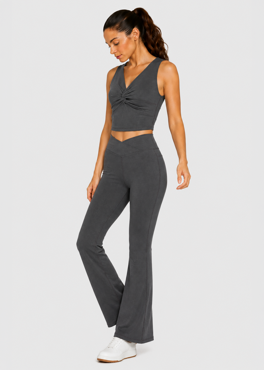 Cross Front Rib Crop Top Made in USA