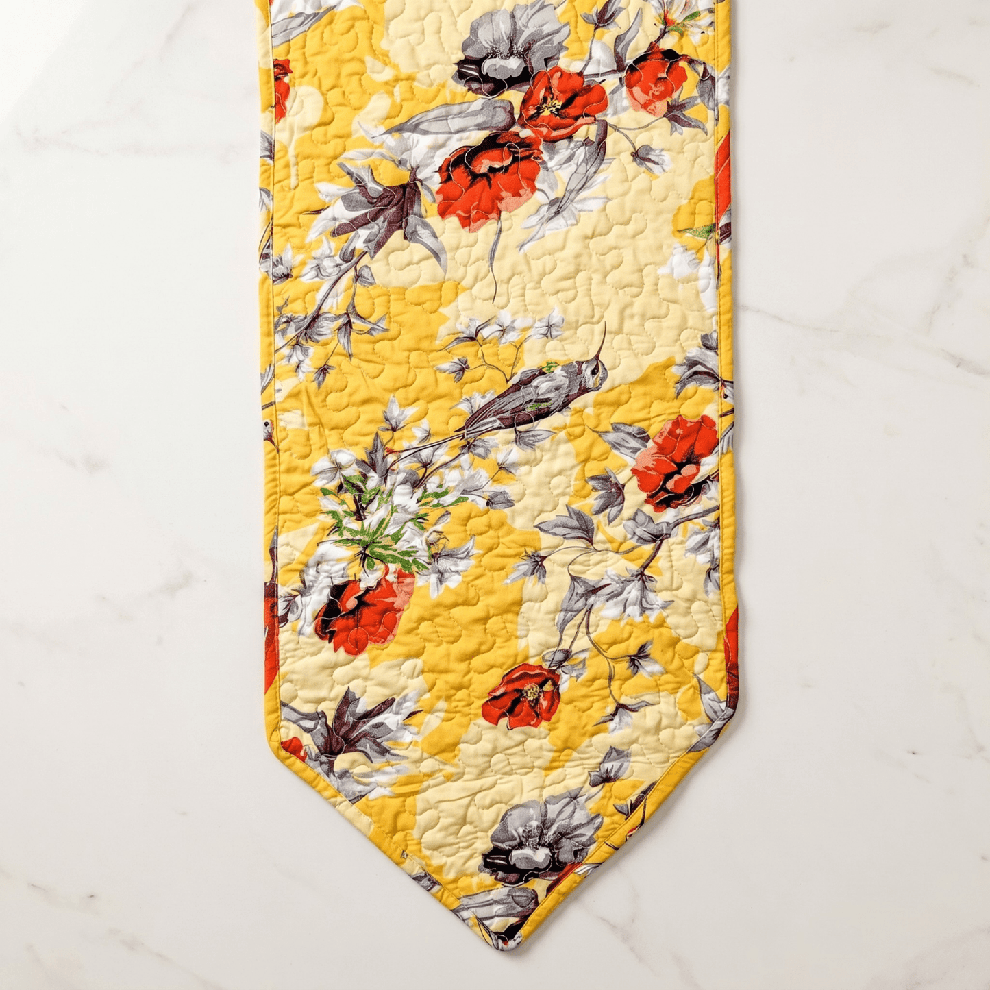 DaDalogy Bedding Sunshine Yellow Floral Vintage Hummingbirds Garden Table Runner (925)