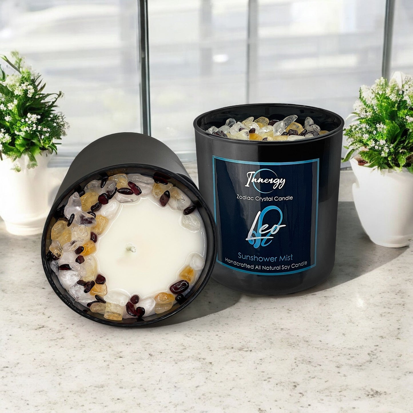 Leo Zodiac Crystal Candle, 10oz