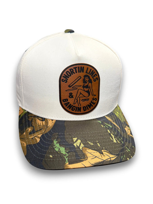 Lines & Dimes | Camo Leather Patch Snapback