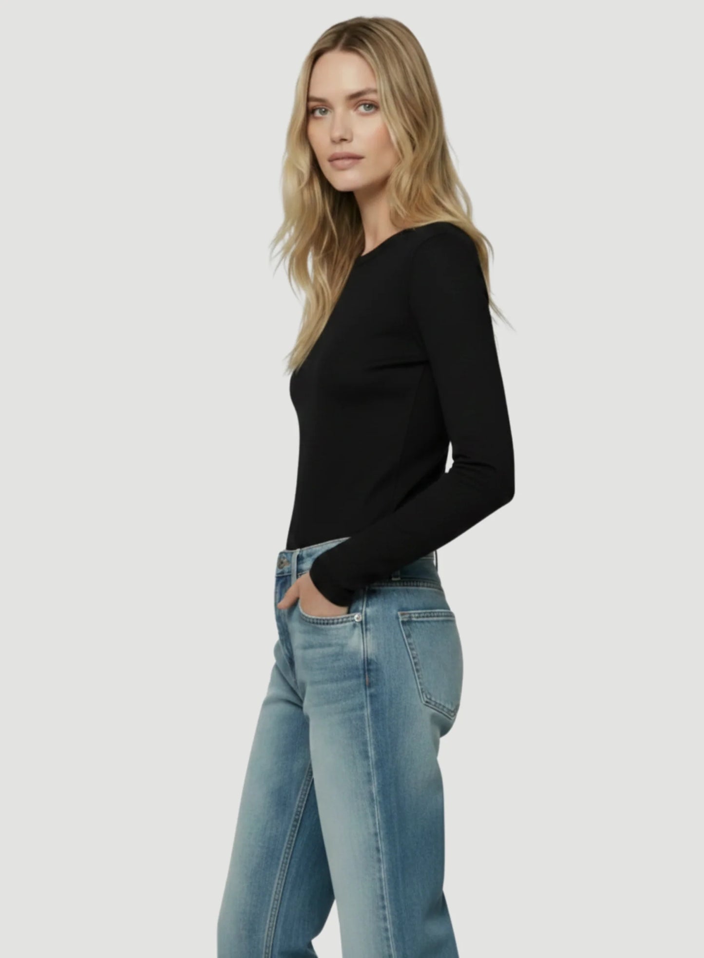 100% Machine Washable Cashmere Long Sleeve Crewneck T-Shirt