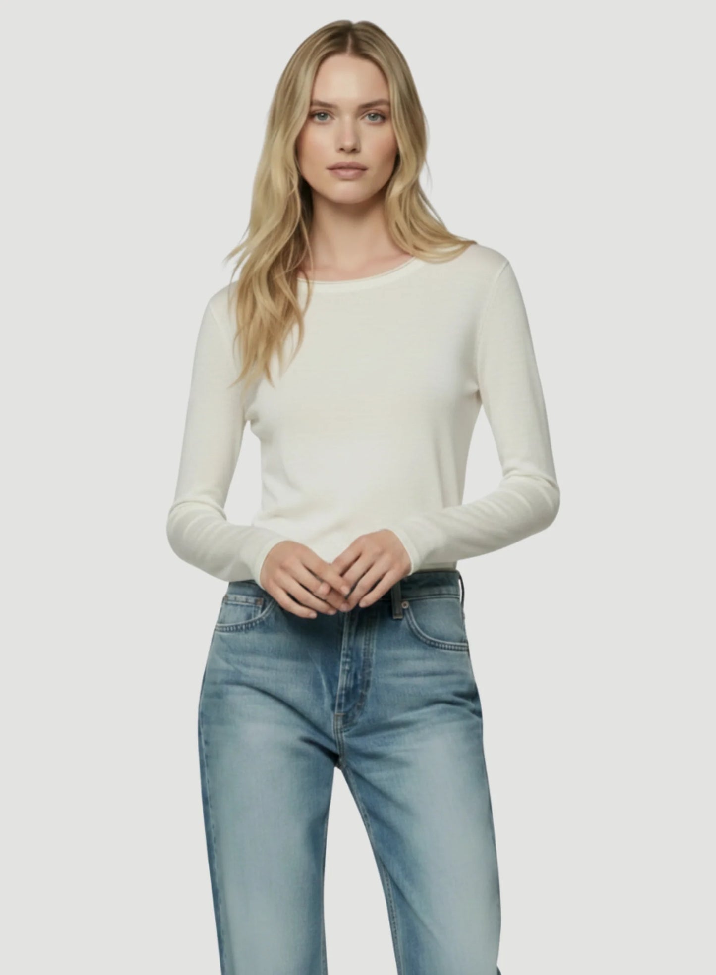 100% Machine Washable Cashmere Long Sleeve Crewneck T-Shirt
