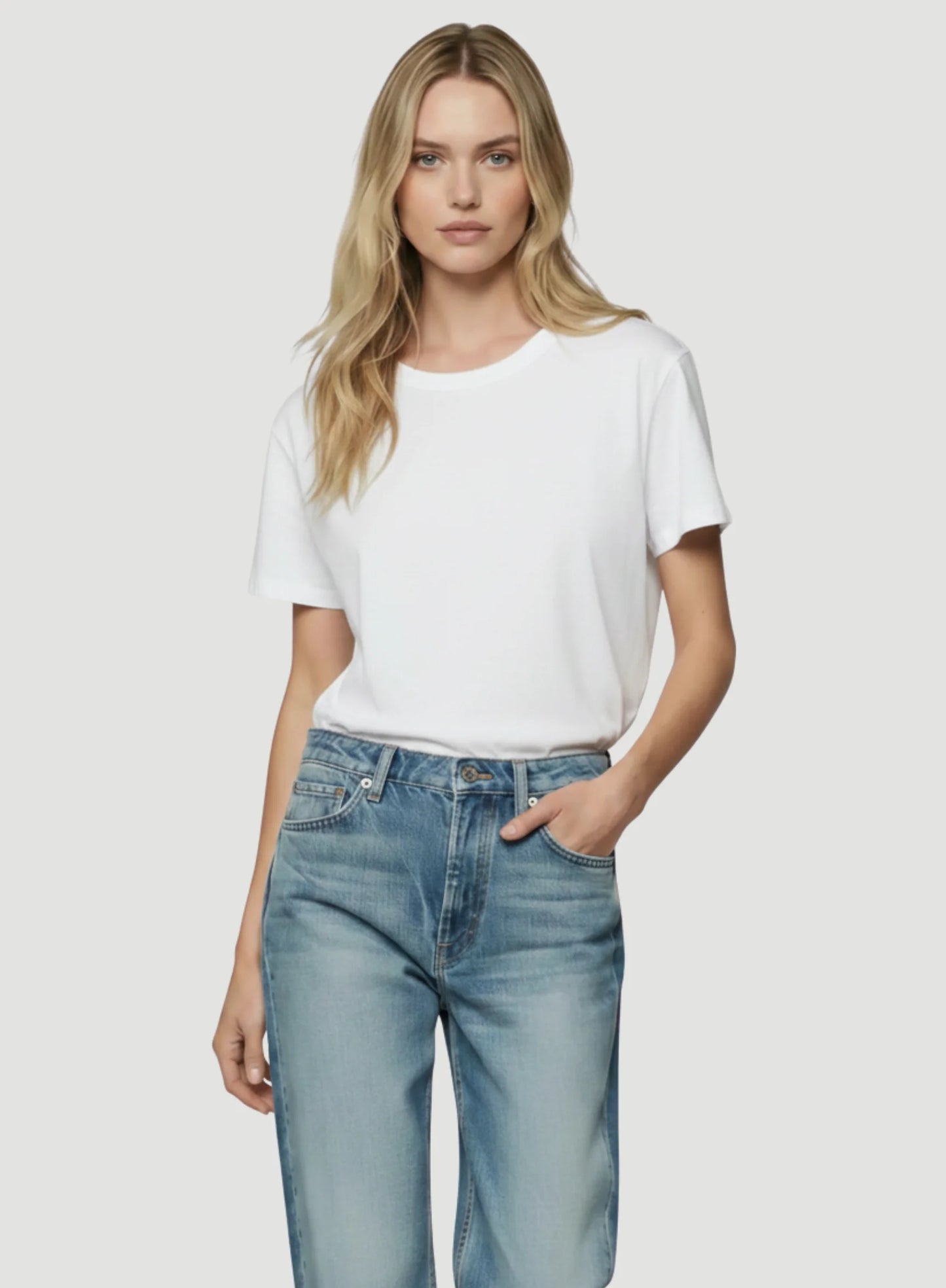 Lyocell Cotton Short Sleeve Semi Relaxed Crewneck T-Shirt
