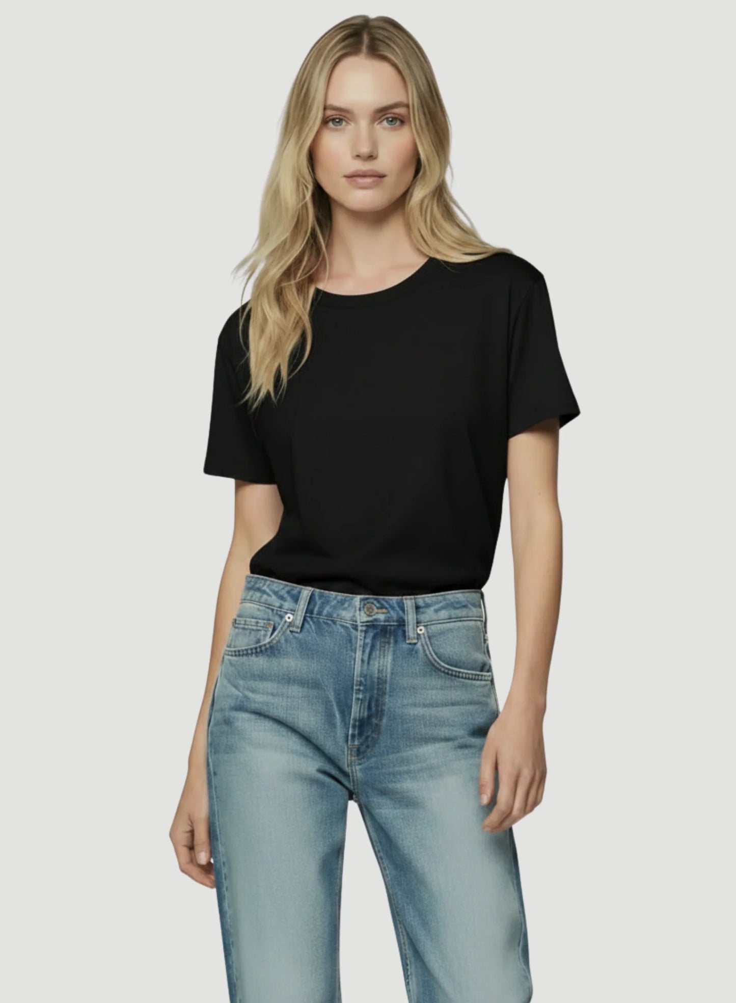 Lyocell Cotton Short Sleeve Semi Relaxed Crewneck T-Shirt