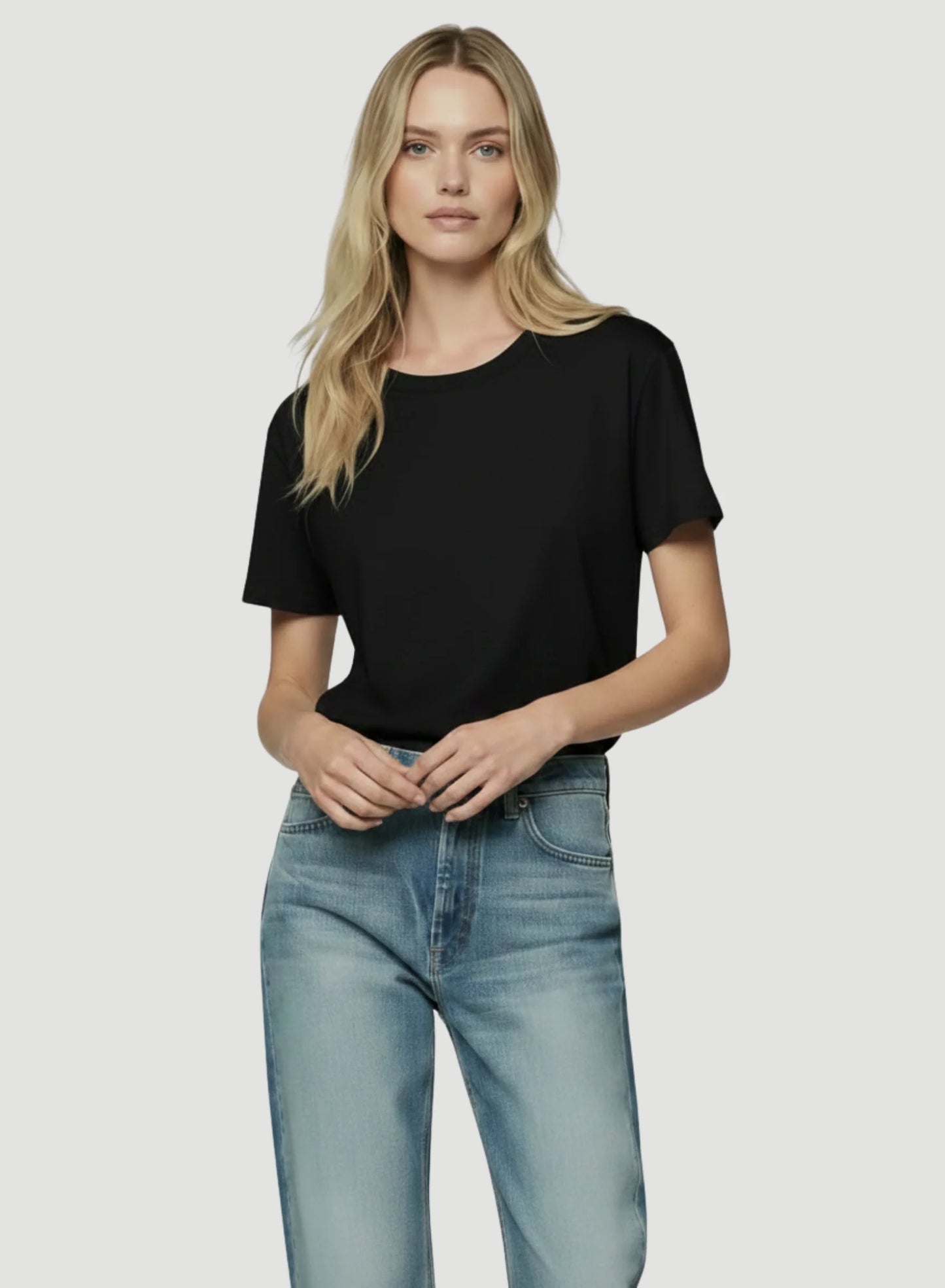 Lyocell Cotton Short Sleeve Semi Relaxed Crewneck T-Shirt