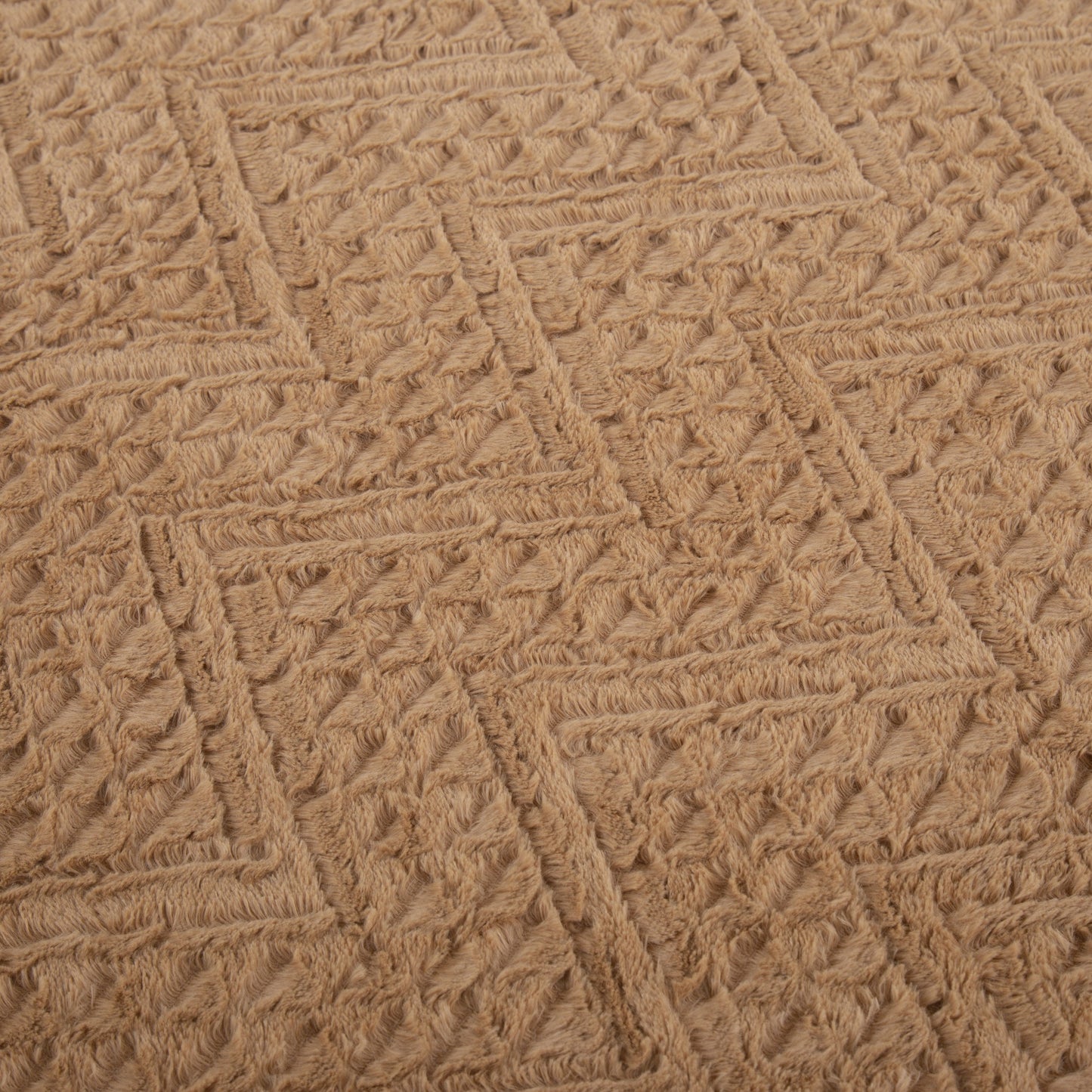 Tache Caramel Brown Faux Fur Throw Blanket Chevron Geometric Embossed (#10)
