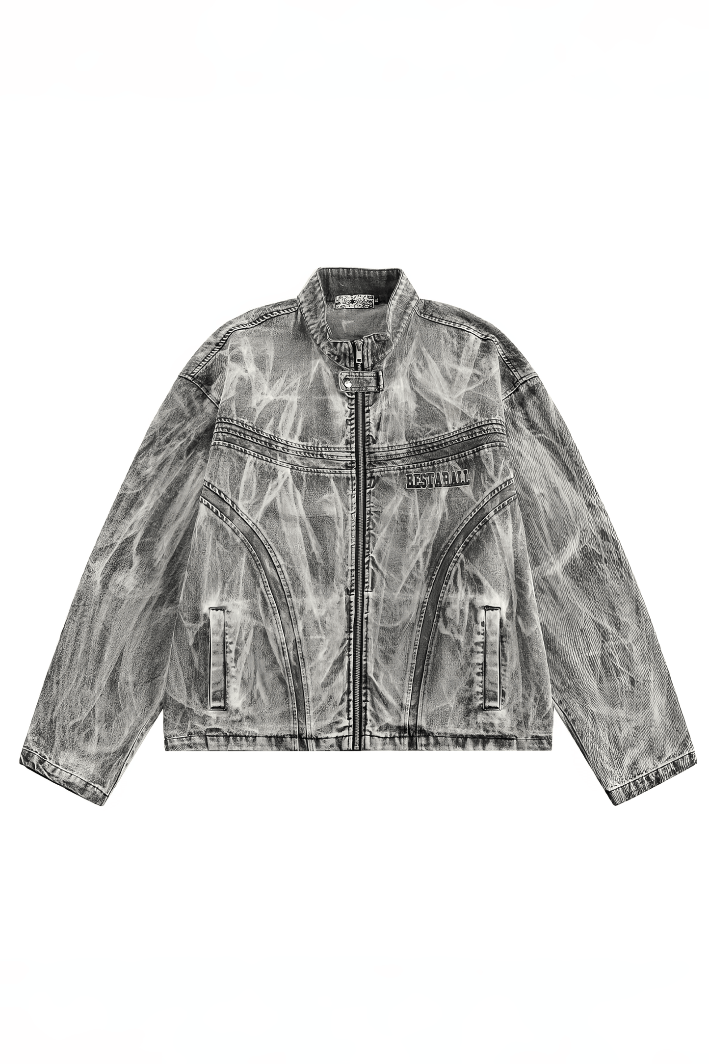Winter Loose Graffiti Denim Jacket – Distressed & Motorcycle Style