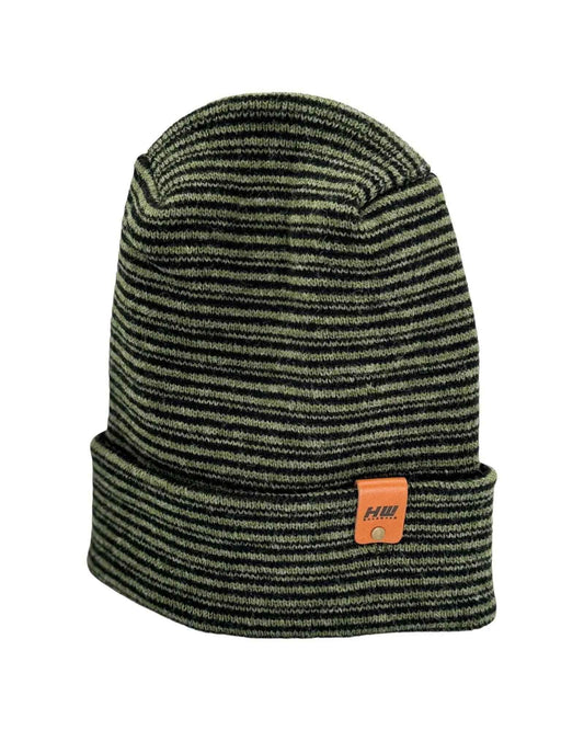 HAAKWEAR H-Stitch Cuffed Beanie - Trending Men’s & Women’s Beanie | Black / Green Contrast | Made in USA