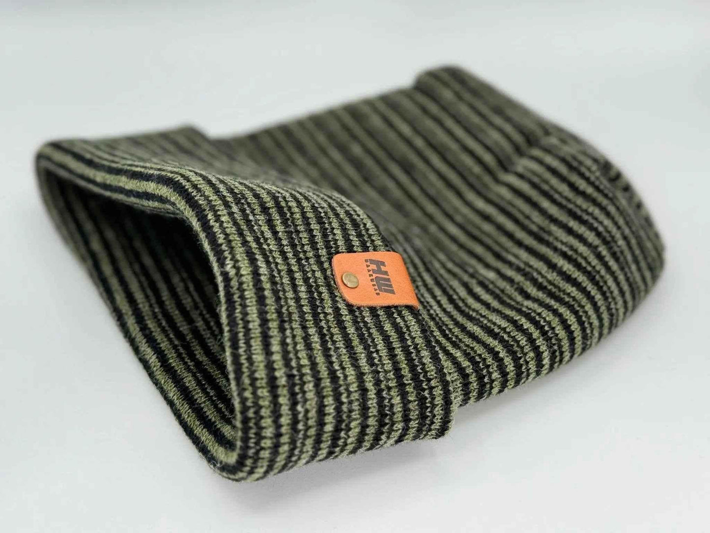 HAAKWEAR H-Stitch Cuffed Beanie - Trending Men’s & Women’s Beanie | Black / Green Contrast | Made in USA