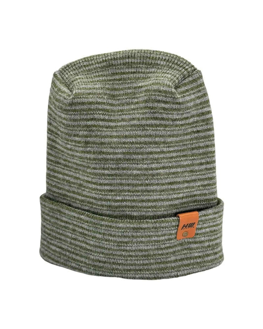 HAAKWEAR H-Stitch Contrast Cuffed Beanie – Gray/Green | Made in USA | Trending Designer Winter Hat 2025