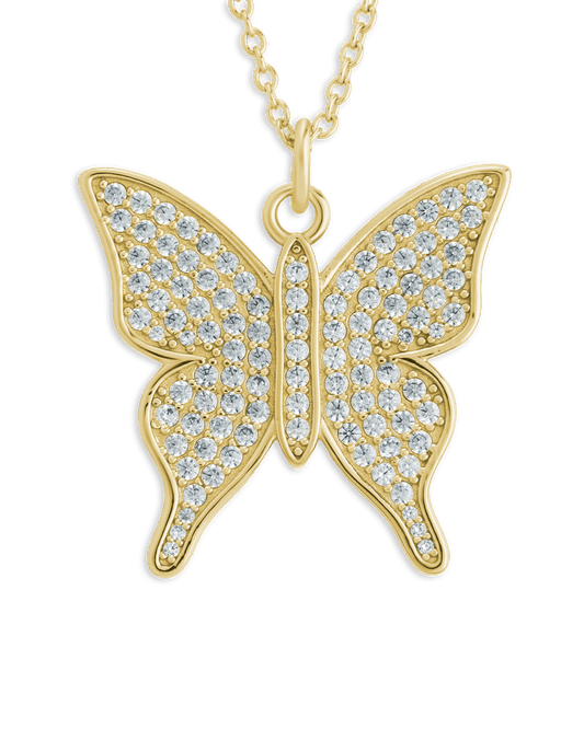 Pave CZ Butterfly Pendant