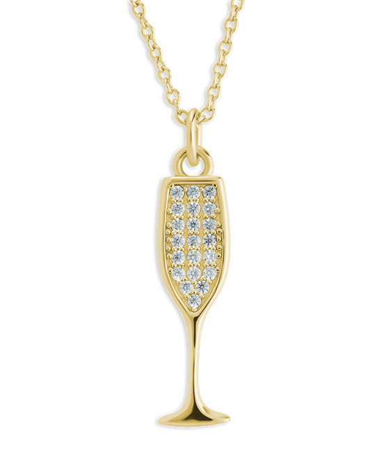 Pave CZ Champagne Flute Pendant