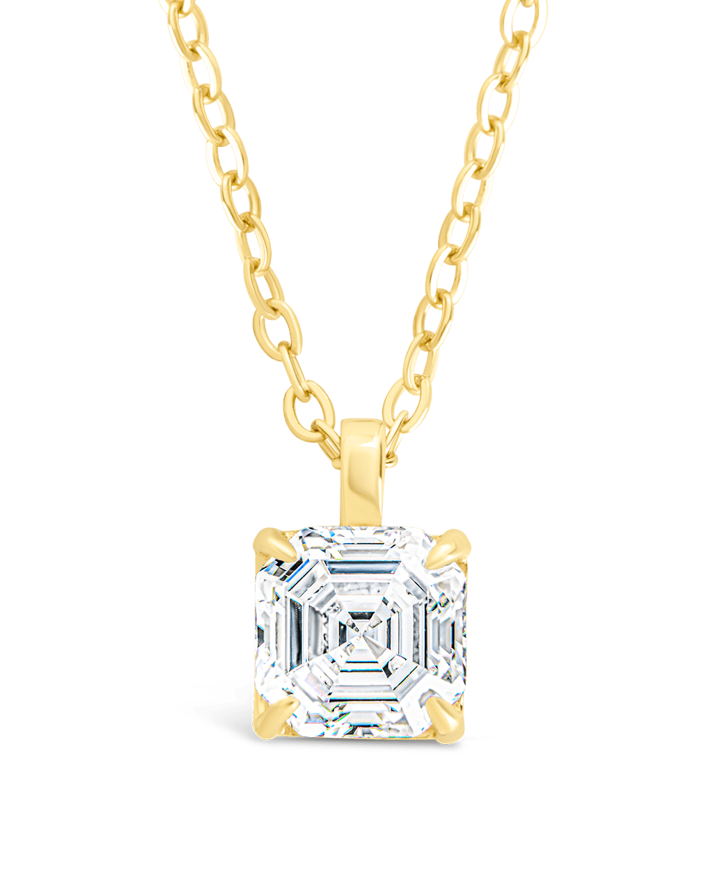 Sterling Silver Asscher Prong Set Pendant