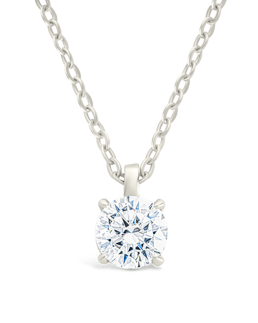 Sterling Silver Round CZ Prong Set Pendant