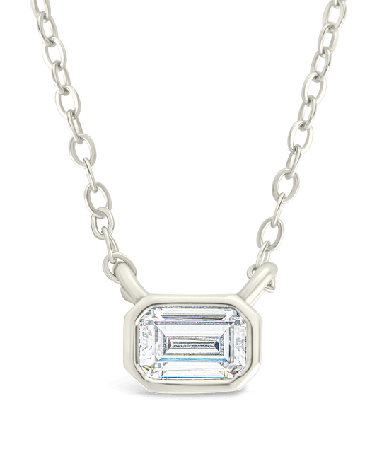 Sterling Silver Emerald Bezel Set Pendant