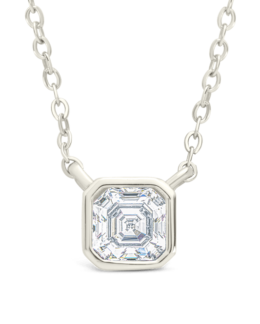 Sterling Silver Asscher Bezel Set Pendant