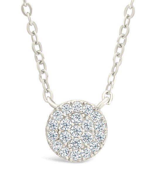 Sterling Silver CZ Disc Pendant