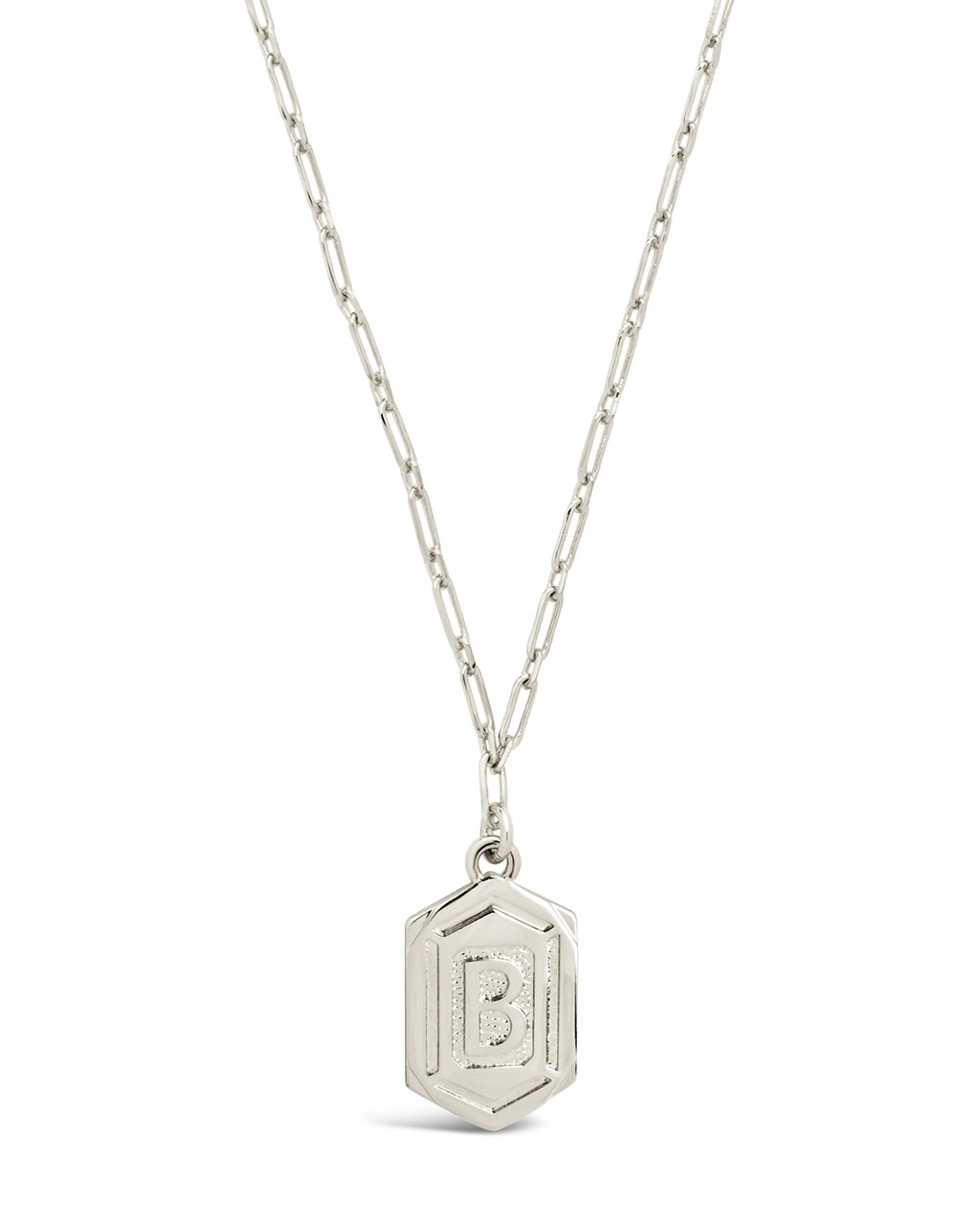 Hexagon Tag Initial Pendant Necklace
