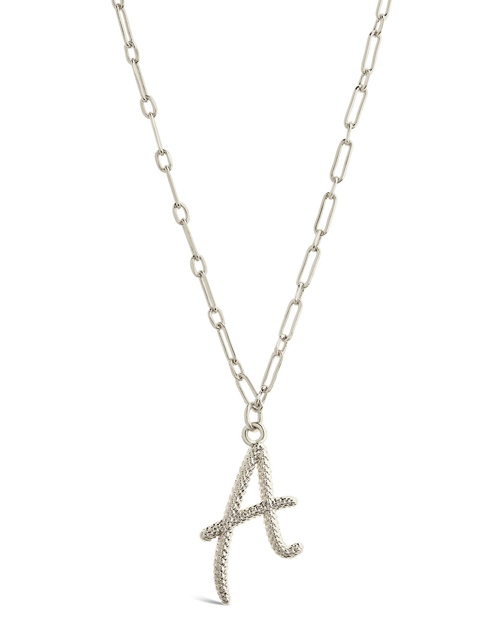 Textured Initial Charm Pendant Necklace