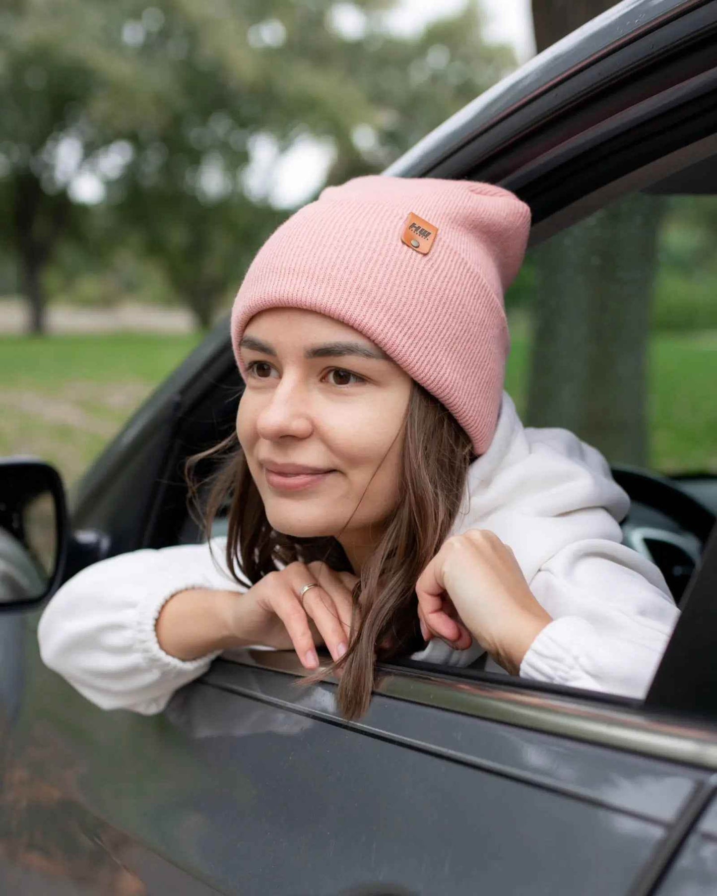 HAAKWEAR H-Stitch Cuffed Beanie - NEW Designed and Made in USA (Patented Design) - Pearl Pink