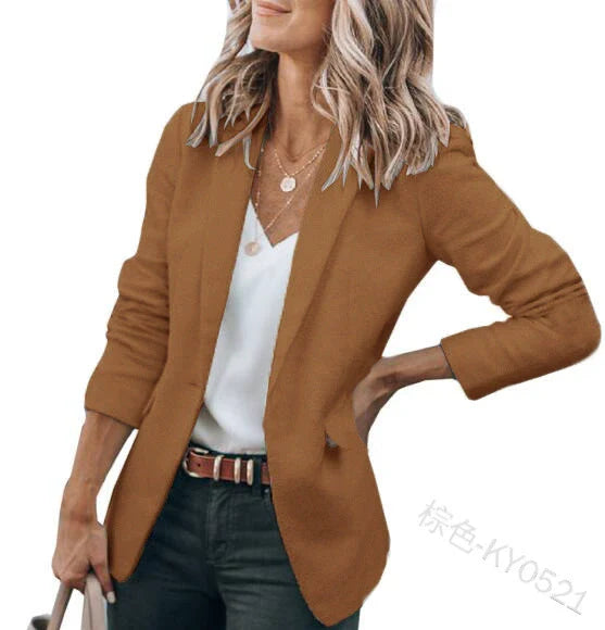 Solid Color One-Button European and American Jacket Suit Collar