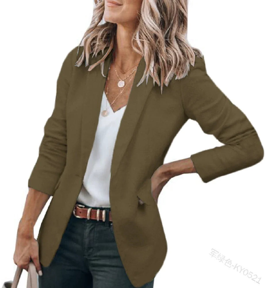 Solid Color One-Button European and American Jacket Suit Collar