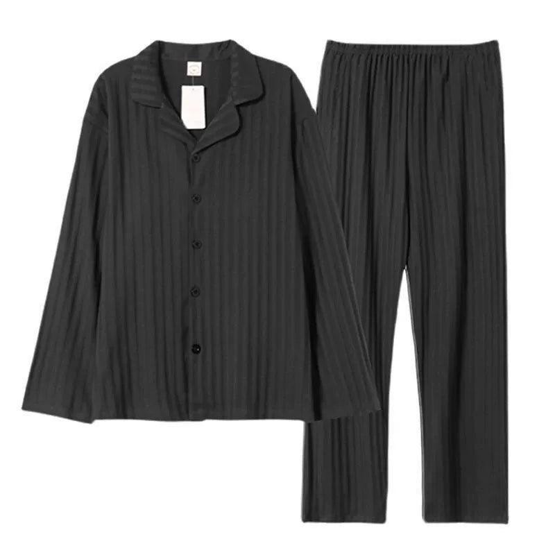 Men's Pajamas Cotton Long sleeve Trousers Two-piece Set