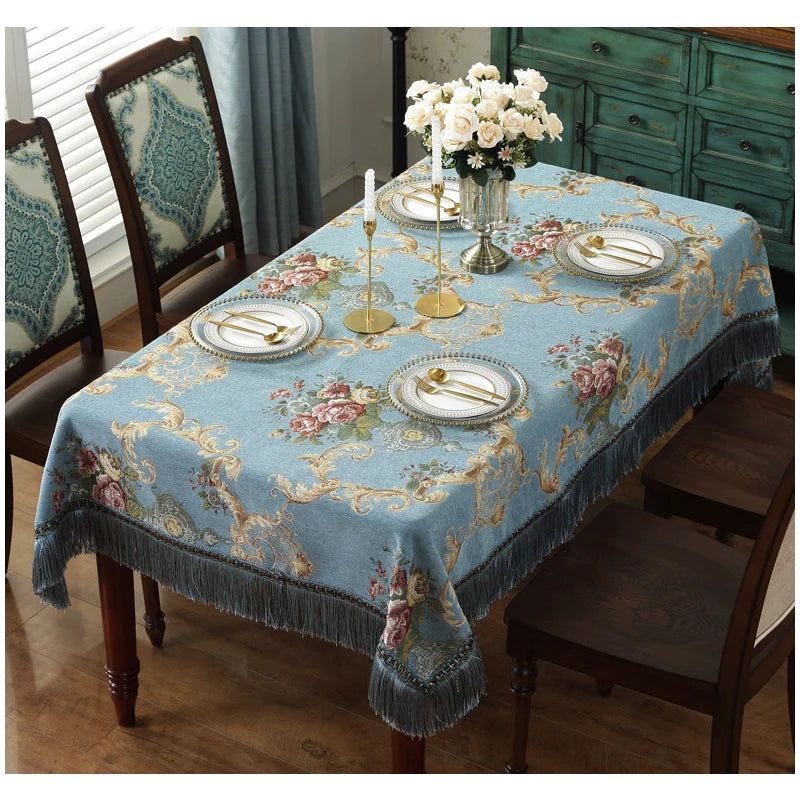 Northern European-Style Tablecloth Cotton and Linen with Tassel Lace