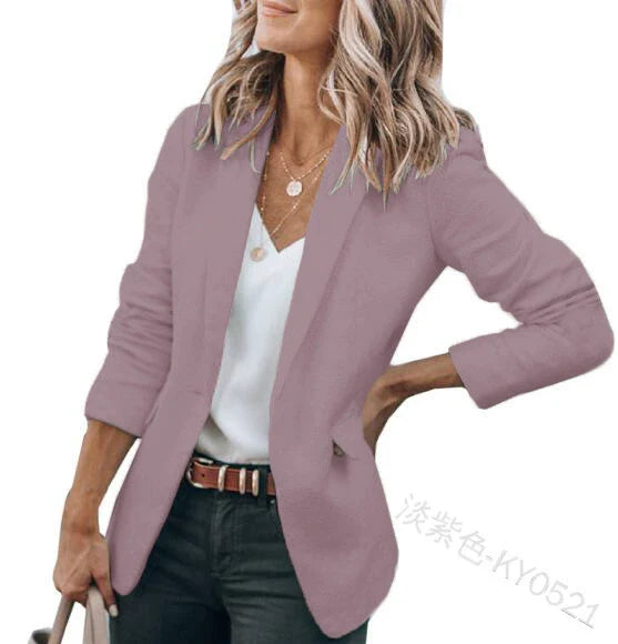 Solid Color One-Button European and American Jacket Suit Collar