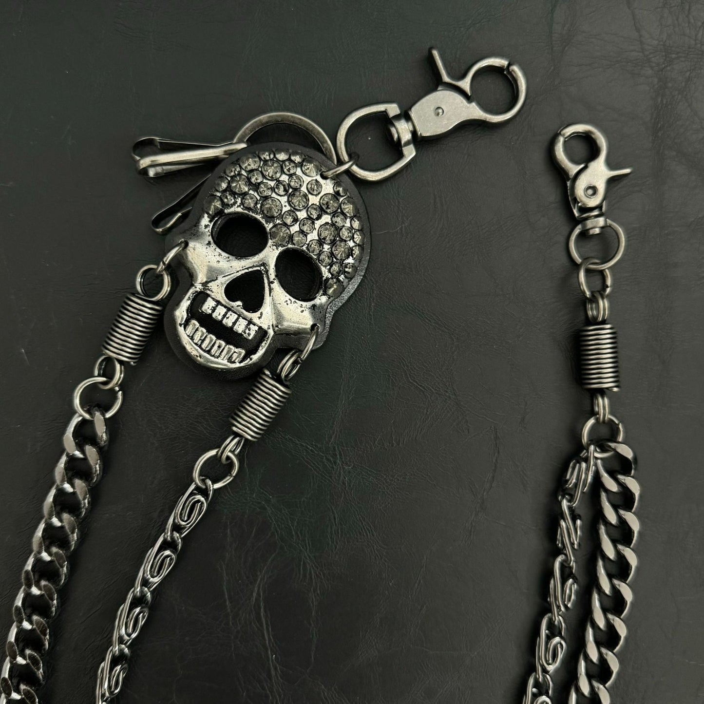 Pirate ghost head punk metal spike double-layer waist chain