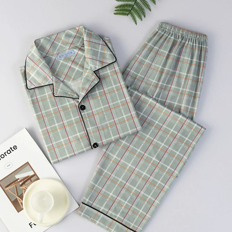 Men's Pajamas Cotton Long sleeve Trousers Two-piece Set