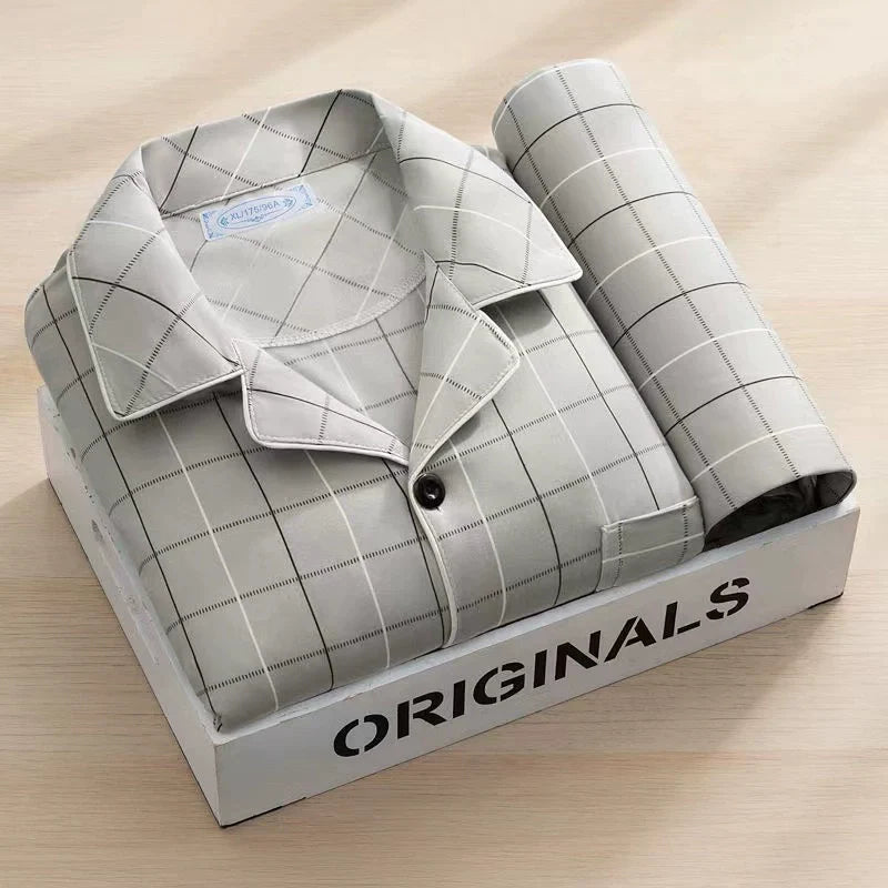 Men's Pajamas Cotton Long sleeve Trousers Two-piece Set