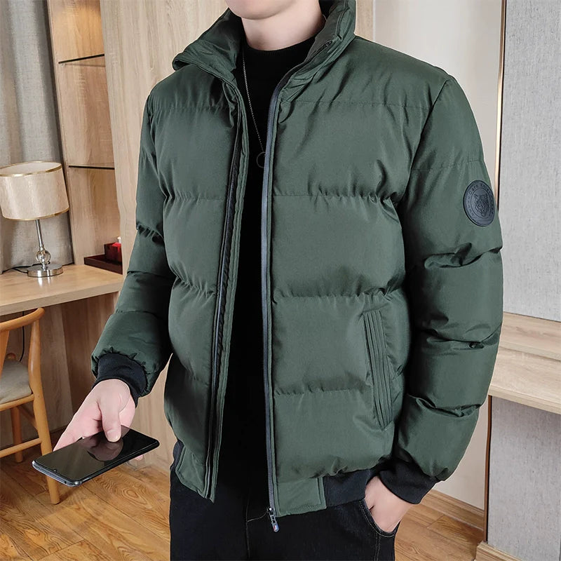 Men's Down Jacket Thickened Warm Leisure Stand-up Collar Slim Fit Cold-Proof Cotton-Padded Coat