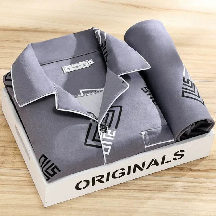 Men's Pajamas Cotton Long sleeve Trousers Two-piece Set