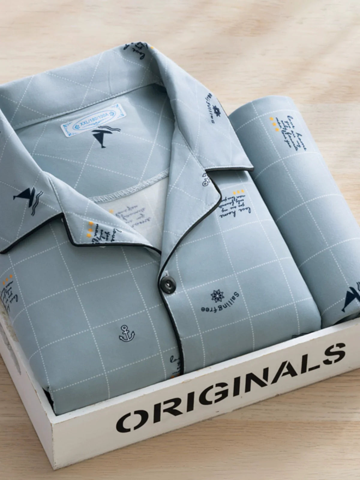 Men's Pajamas Cotton Long sleeve Trousers Two-piece Set