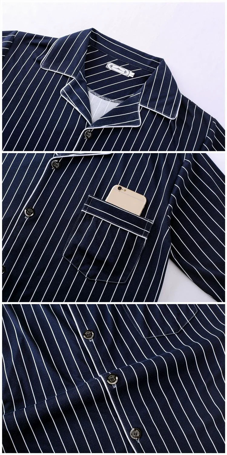 Men's Pajamas Cotton Long sleeve Trousers Two-piece Set