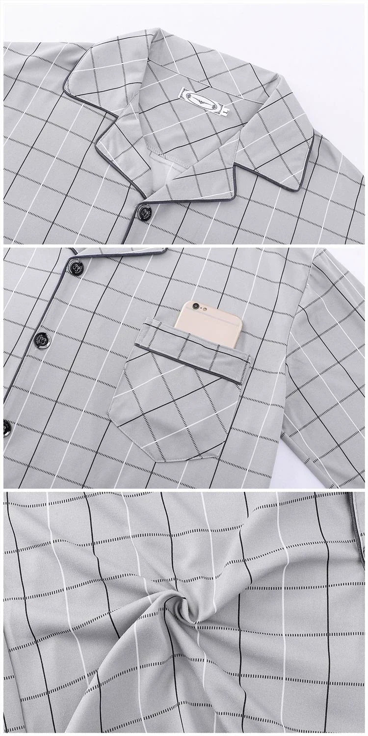 Men's Pajamas Cotton Long sleeve Trousers Two-piece Set