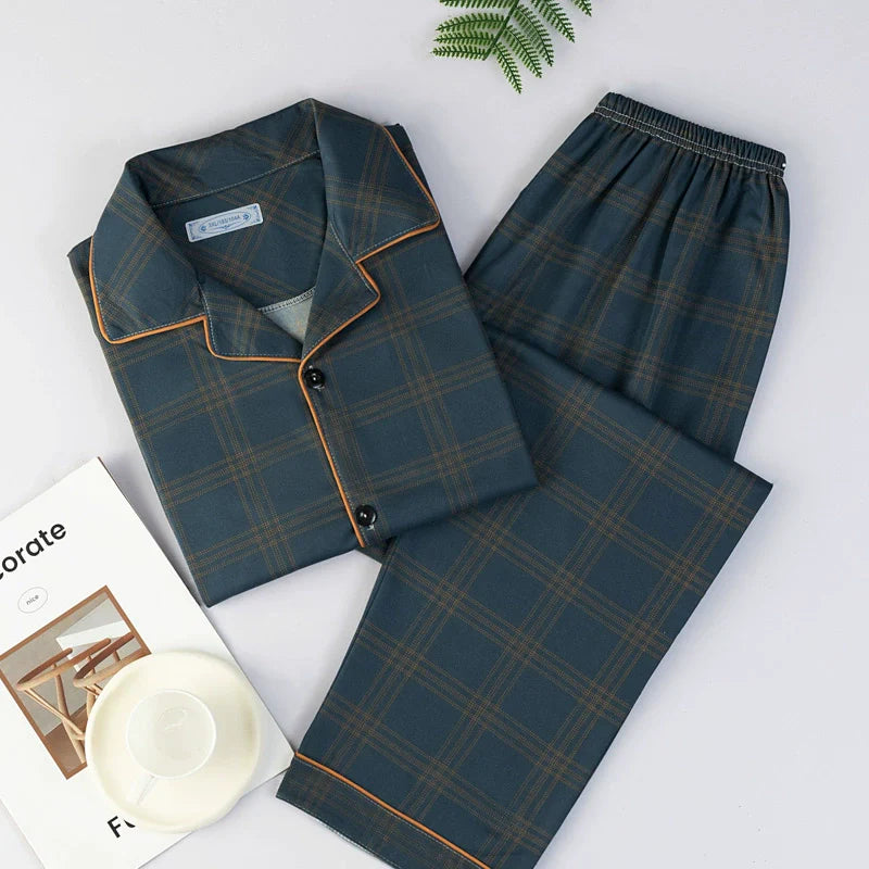 Men's Pajamas Cotton Long sleeve Trousers Two-piece Set