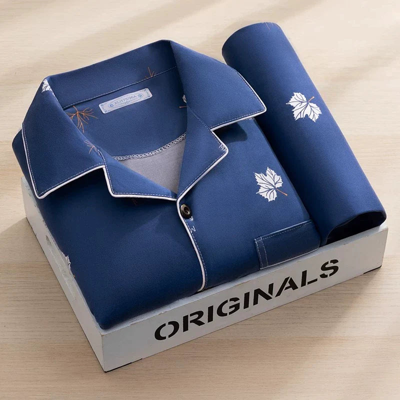Men's Pajamas Cotton Long sleeve Trousers Two-piece Set